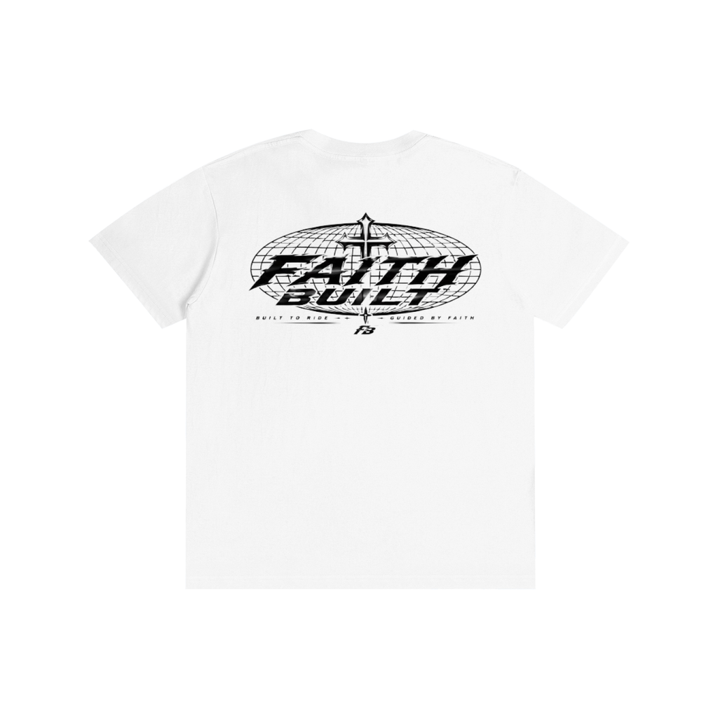 Faith built white essentials tee universe
