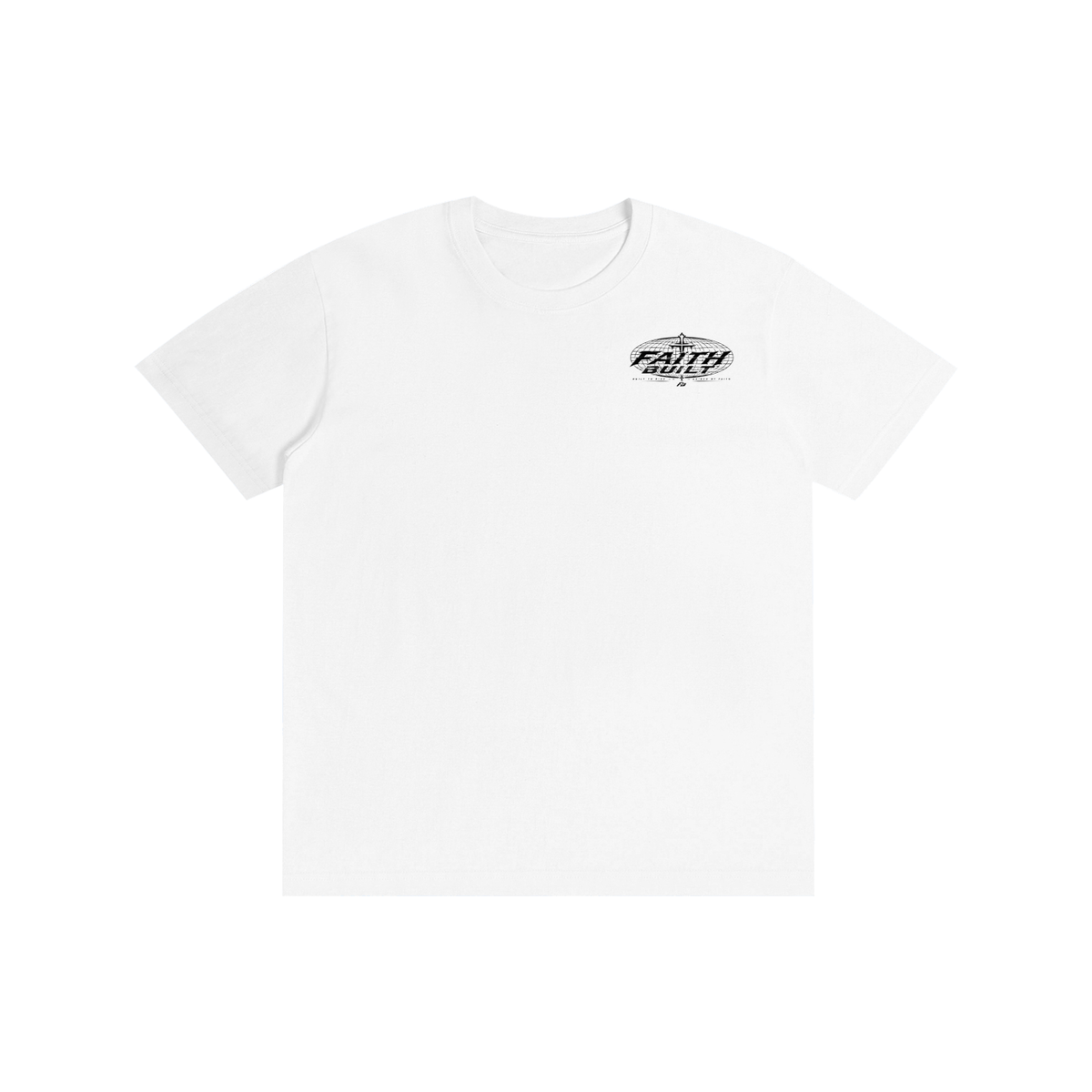 Faith built white essentials tee universe